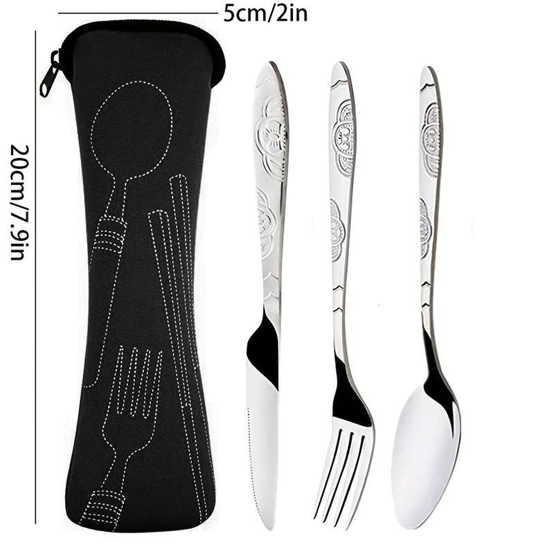 Durable Practical Portable Outdoor Tableware Set Stainless Steel Cutlery