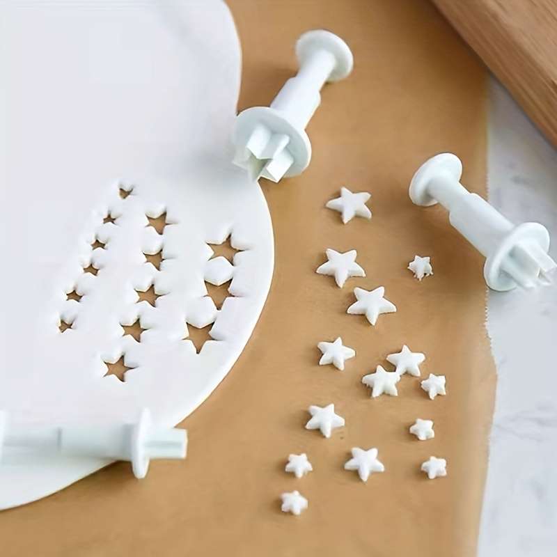 3pcs Plastic Heart  Star Shaped Fondant Cake