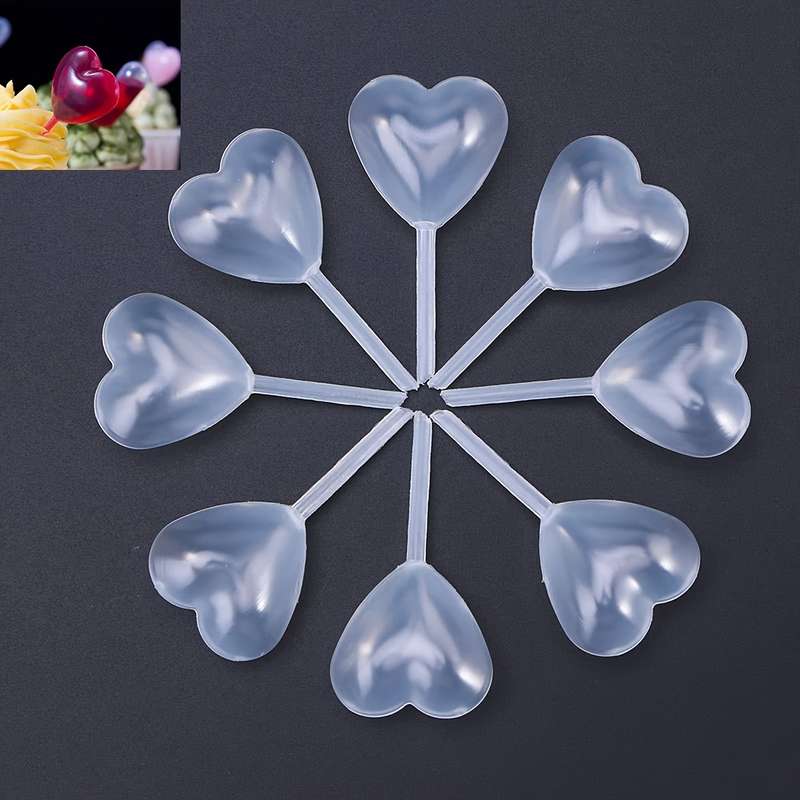 Heart-Shaped Plastic Squeeze Transfer Pipettes For Baking Decoration - 10Pack