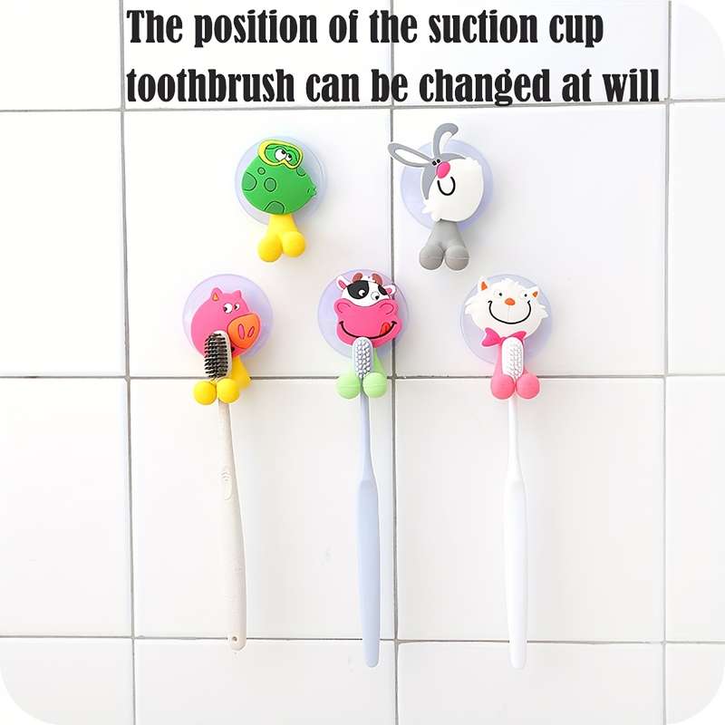5pcs Cartoon Animal Silicone Toothbrush HoldersCreative