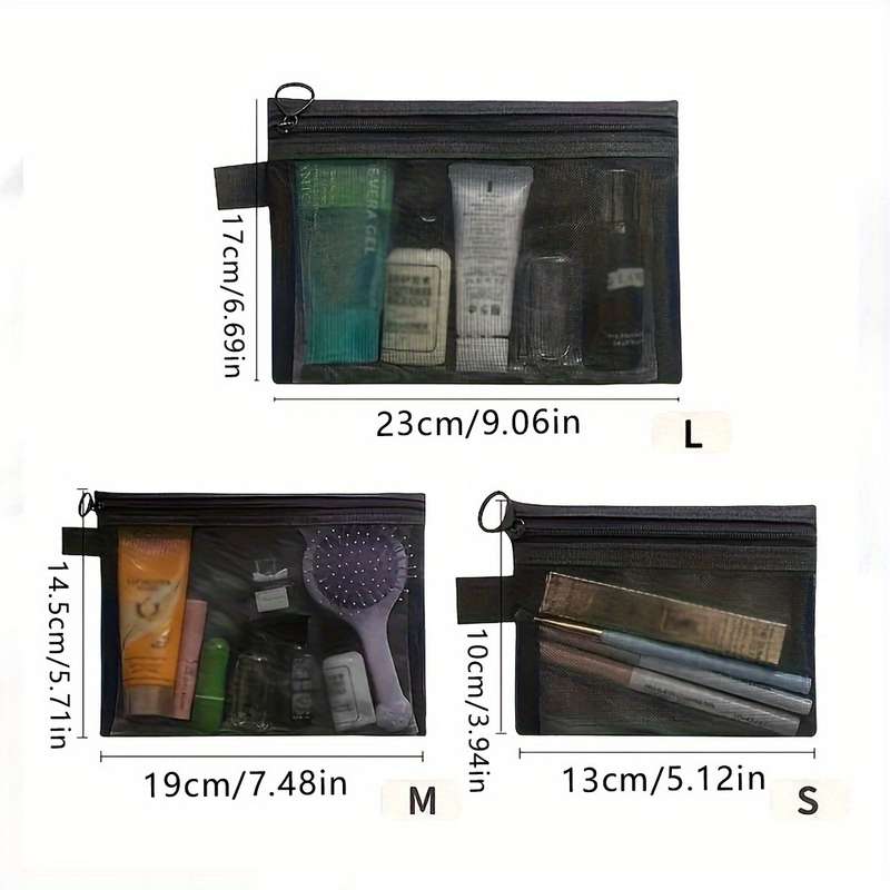 Lightweight Mesh Travel Toiletry Bag Set
