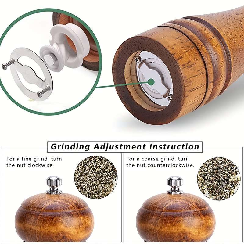 2-Pack Wooden Pepper Grinder Set