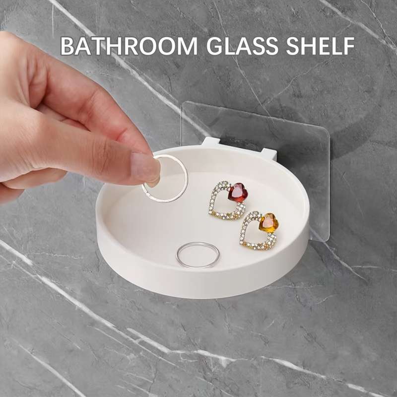 1pc  Adhesive Wall-Mounted Round Storage Shelf