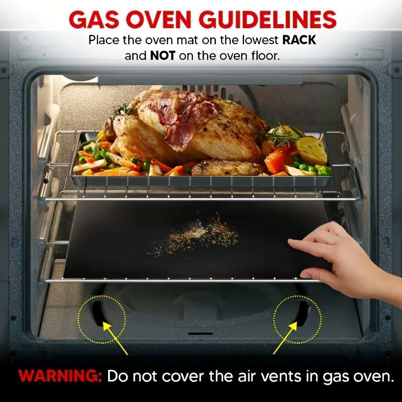 2pcs Oven Bottom Liner Non-Stick Reusable Liner For Electric Ovens