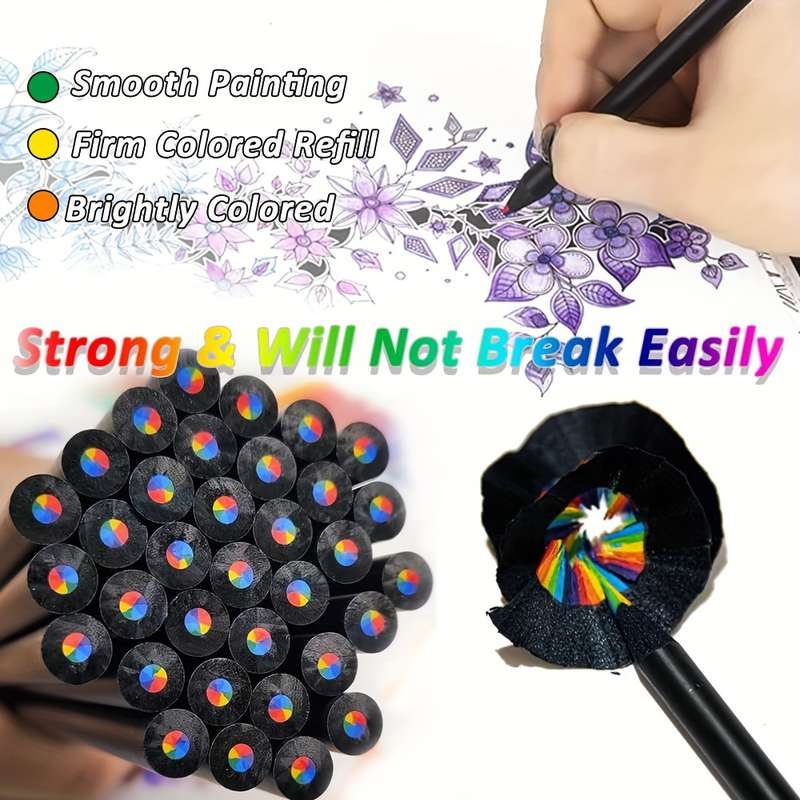 Brutfuner 5pcs 7 Colors Rainbow Colored Pencils Set