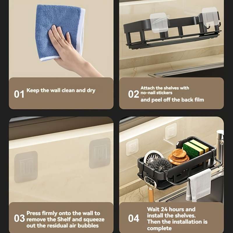 1pc Multifunctional Wall-Mounted Kitchen Rack
