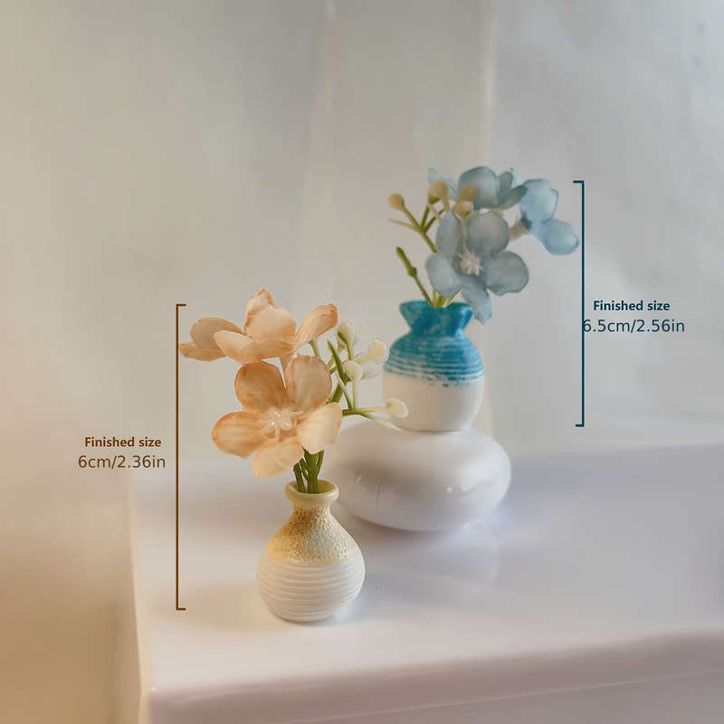 Miniature Artificial Flower Vase Set
