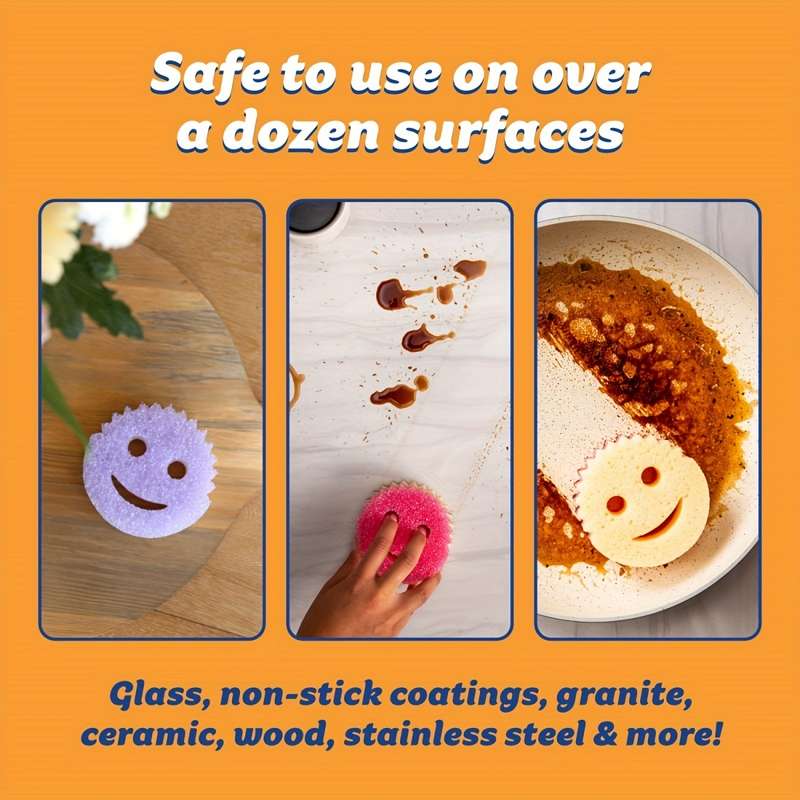 4pcs Smile-Shaped Multi-Purpose Cleaning Sponges - Durable