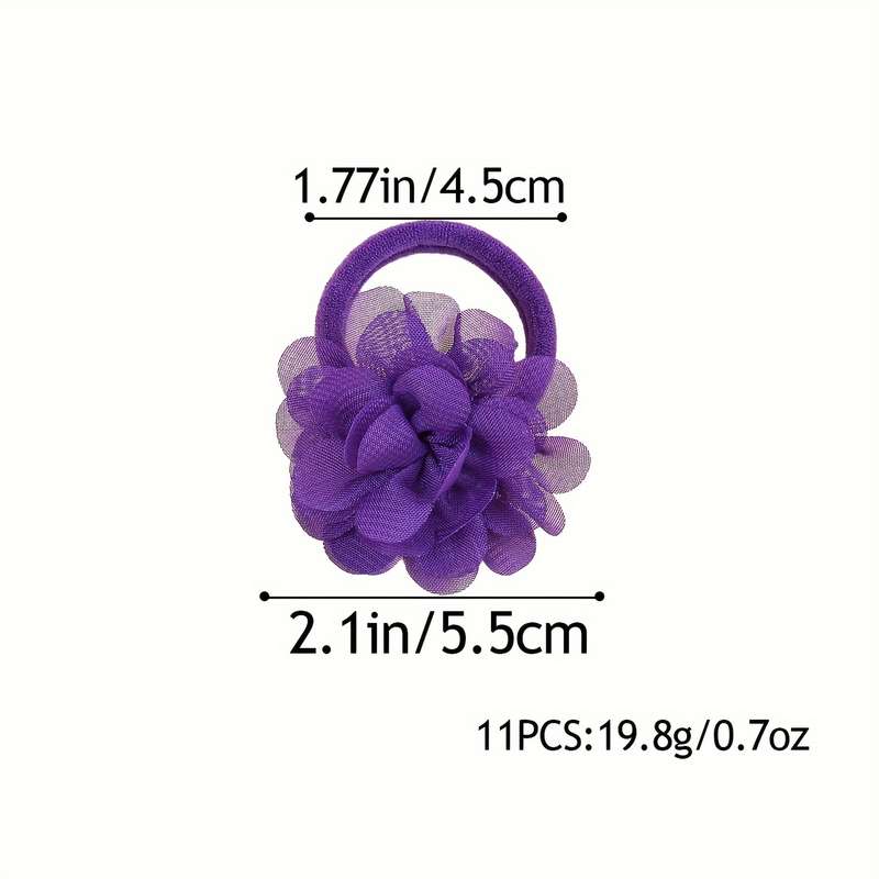 11pcs Chiffon Flower Hair Ties Set