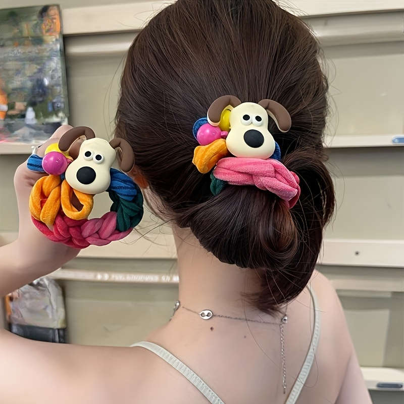 2pcs Cute Dog Animal Elastic Hair Ties