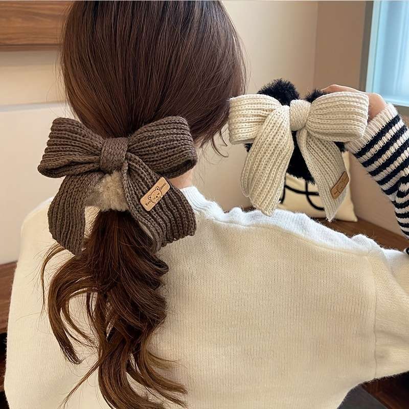 Cozy Knit Bow Hair Tie