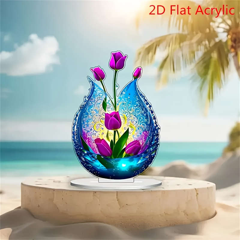 Charming Purple Floral Acrylic Vase