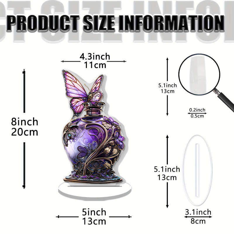 Classic Acrylic Butterfly and Floral Pedestal Vase Tabletop Decor