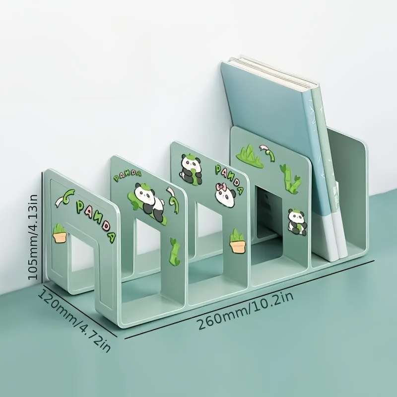 Green Plastic Bookshelf with DIY Panda Design