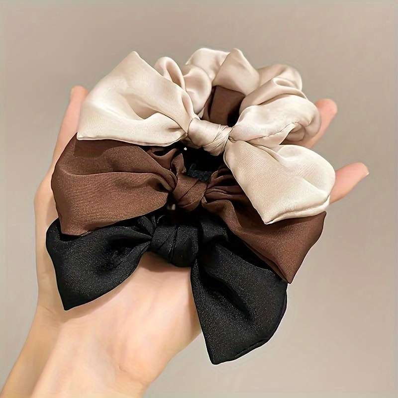 Elegant 3pcs Set Solid Color Bowknot Fabric Hair