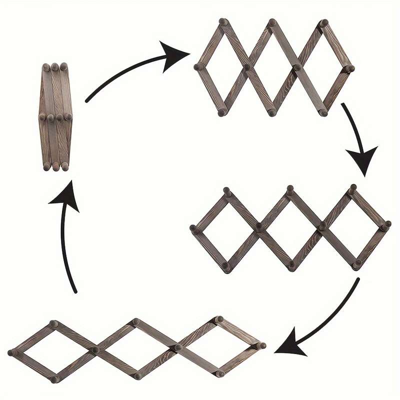 1pcs Folding Coat Rack Wooden Expandable Hanger with 10 Hooks