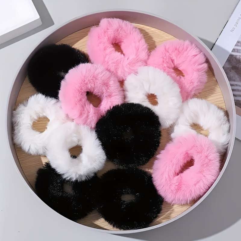 Multi-color plush hair bands