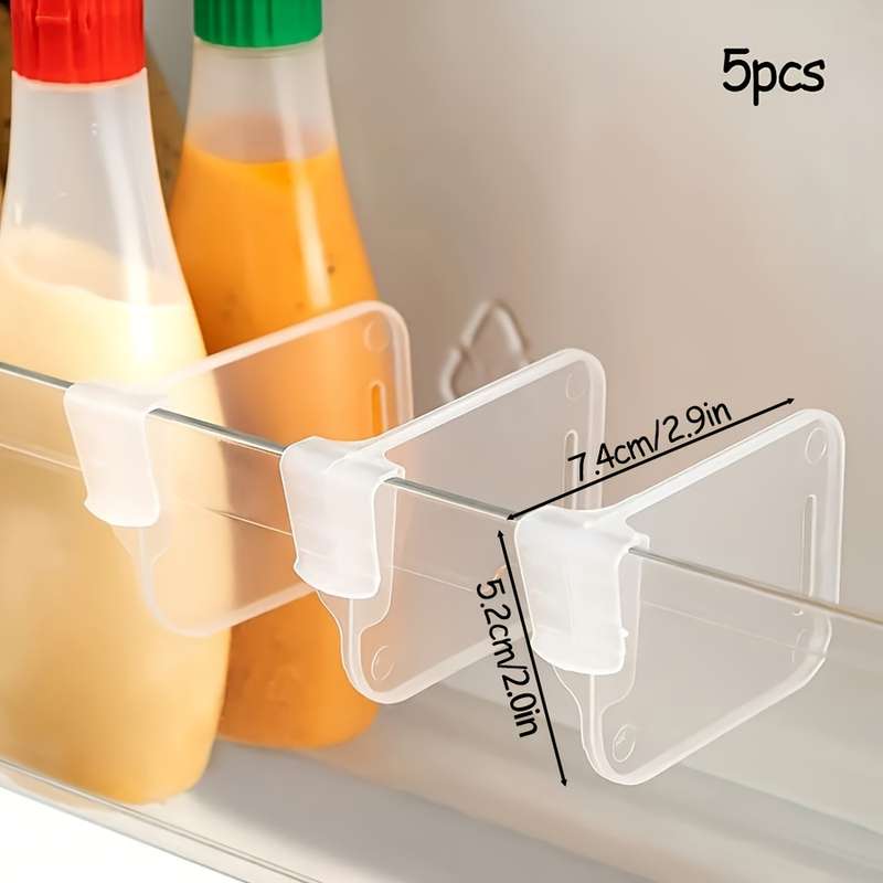 5pcs Clear Plastic Refrigerator Organizer Dividers
