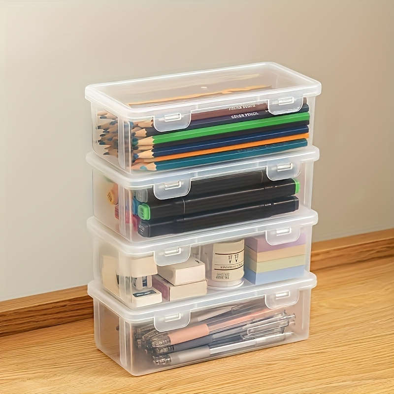 2-Pack Hinged-Lid Large Clear PP Plastic Storage Boxes