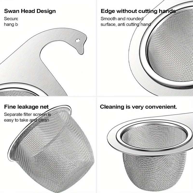 1pc Swan Stainless Steel Kitchen Sink Strainer