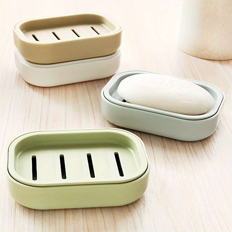 Oval Plastic Soap Dish Set