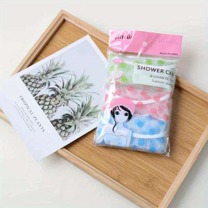 3pcs Adorable Polka Dot Printed Shower Caps