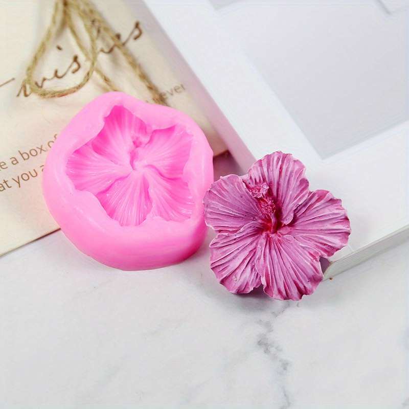 1pc Pink Hibiscus Flower-Shaped Silicone Mold