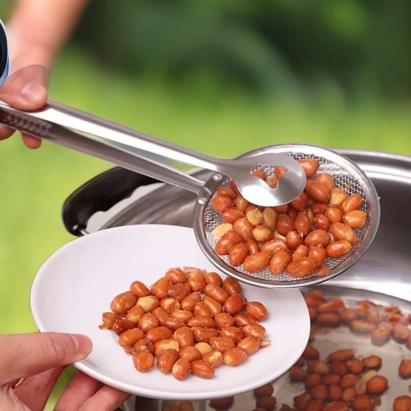 1pc Stainless Steel Kitchen Strainer Spoon With Clip