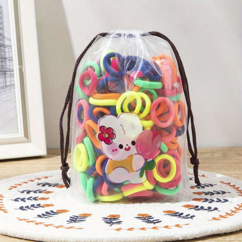 100pcs Mixed Color Fabric Hair Ties