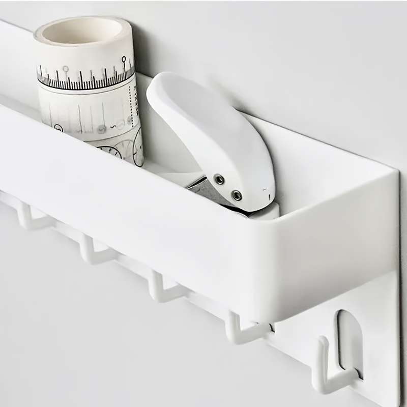 1pc Contemporary White Plastic Wall-Mounted Storage Shelf