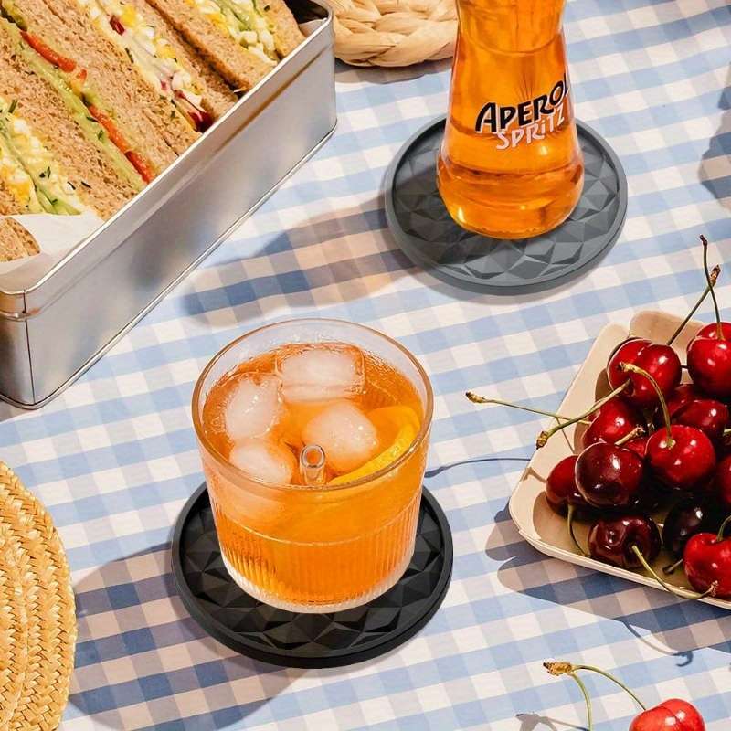 6pcs Silicone Coaster Set with Stand