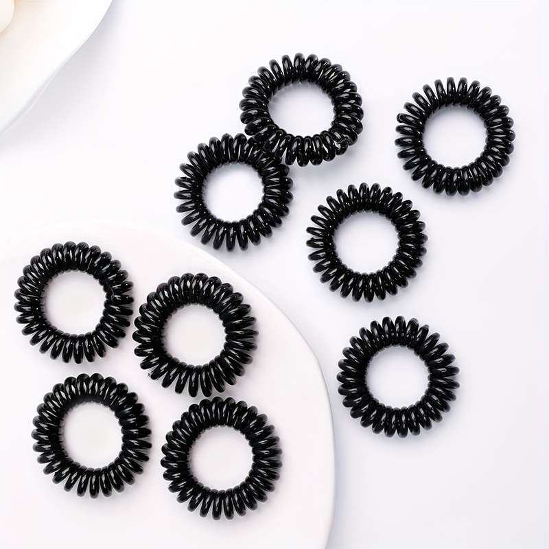 Elegant 9pcs Solid Color Spiral Hair Ties Set