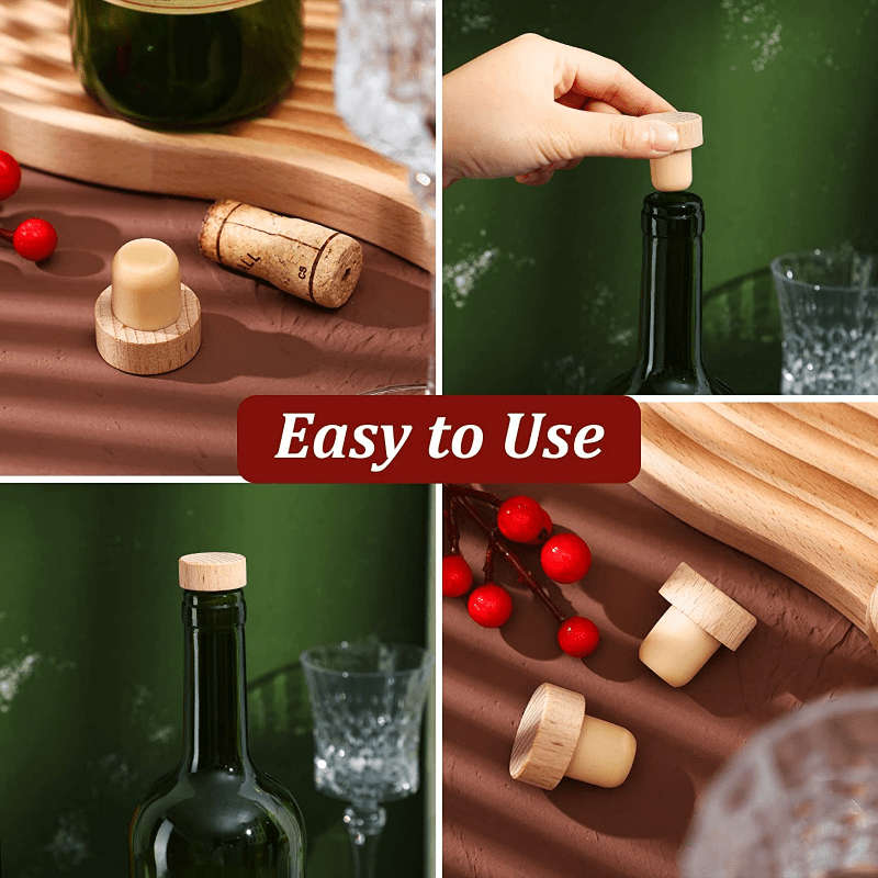 5pcs Wine Bottle Corks T Shaped Cork Plugs For Wine Cork Wine Stopper Reusable Wine Corks Wooden And