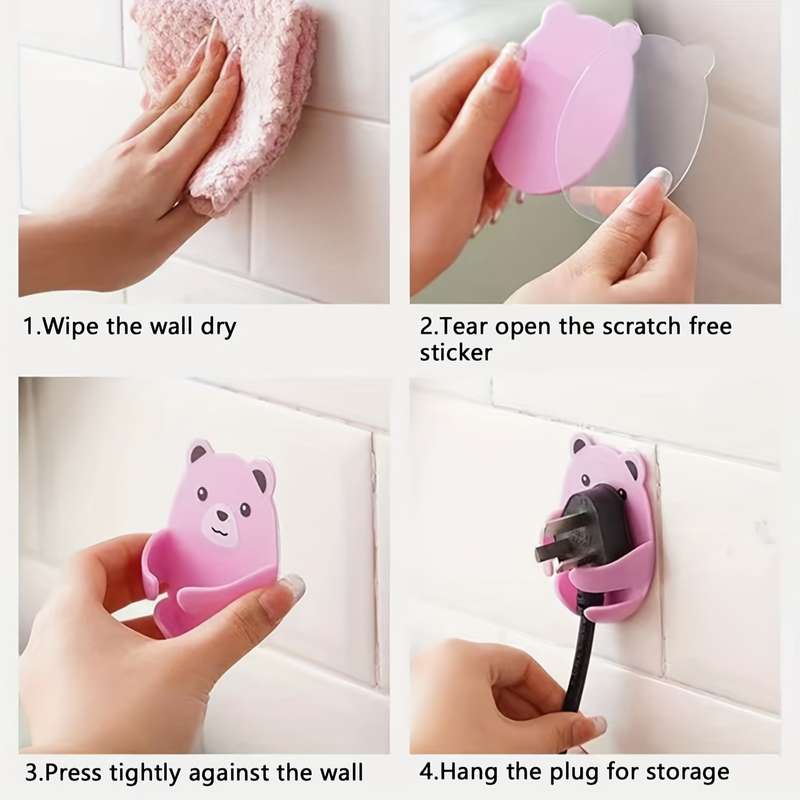 Cartoon Bear Wall-Mounted Power Strip Holder