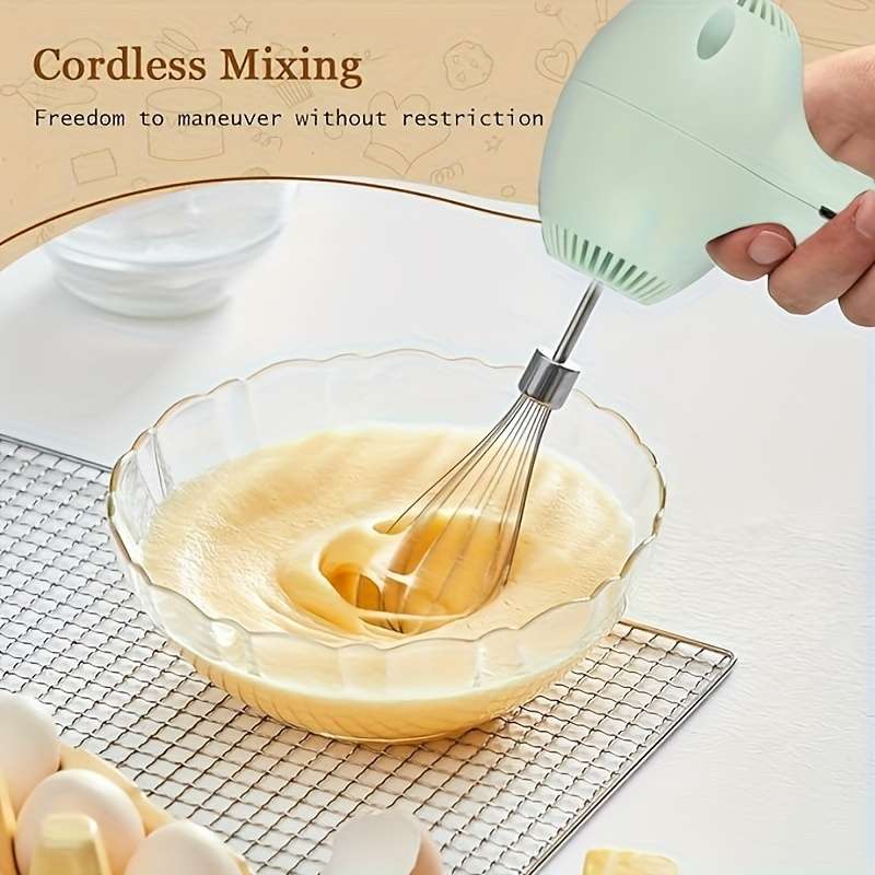 1pc Portable Cordless Electric Hand Mixer And Whisk