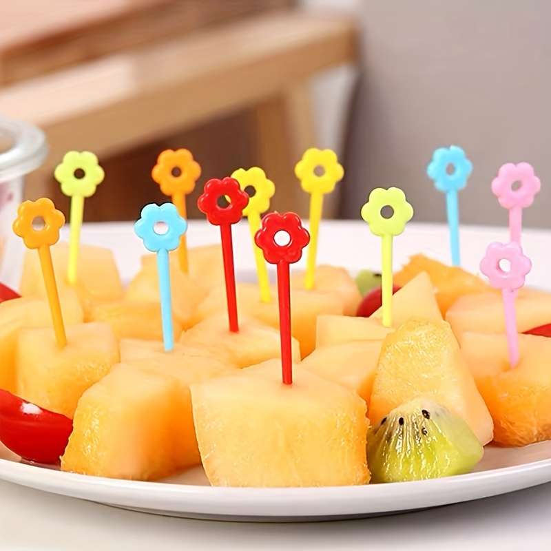 12pcs Vibrant Flower Fruit Picks