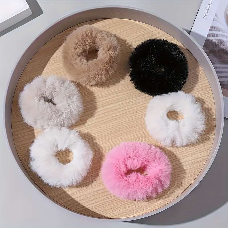 Multi-color plush hair bands