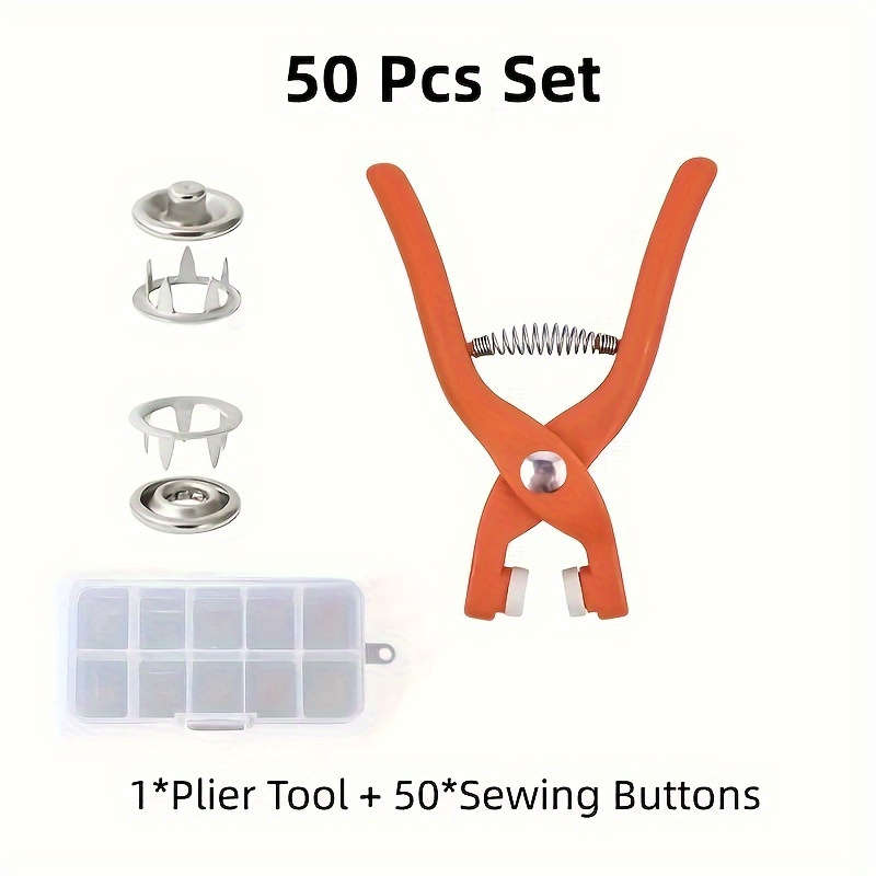 50 Sets Snap Fastener Kit with Pliers