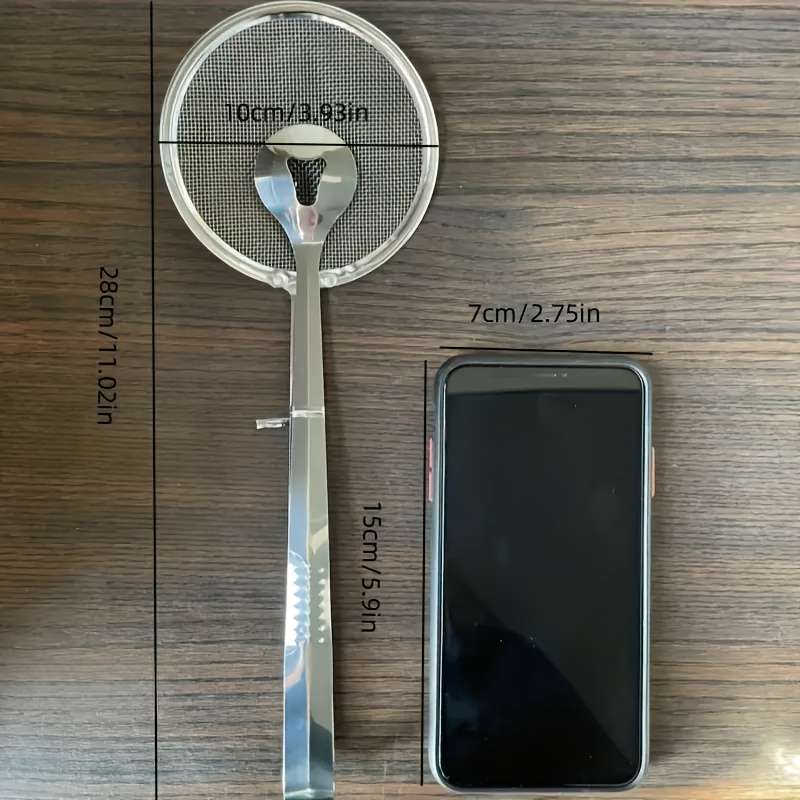 1pc Stainless Steel Kitchen Strainer Spoon With Clip