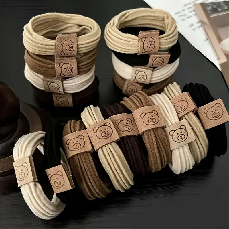 5pcs Cute Bear Icon Hair Ring Set
