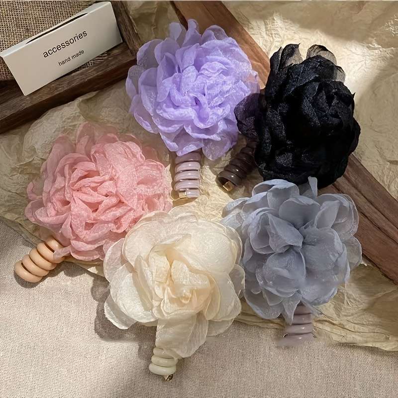 Chic Floral Organza Spiral Hair Tie