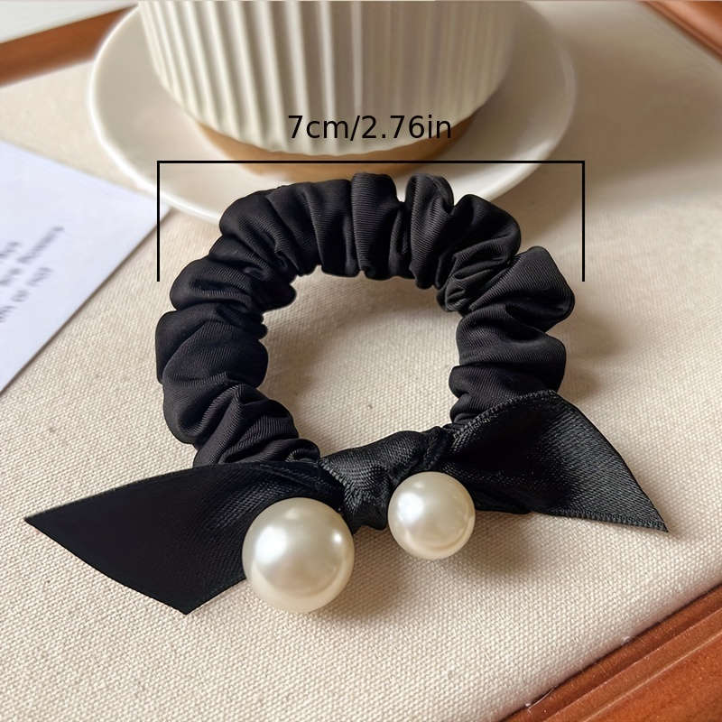Elegant Pearl Bow Hair Tie Set