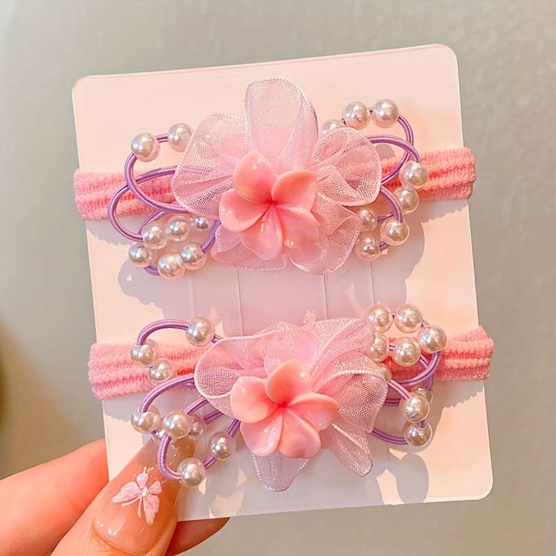 Cute Cartoon Flower Hair Ties for Girls