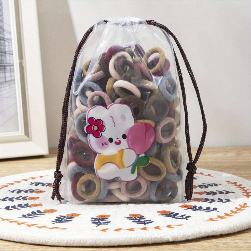 100pcs Mixed Color Fabric Hair Ties