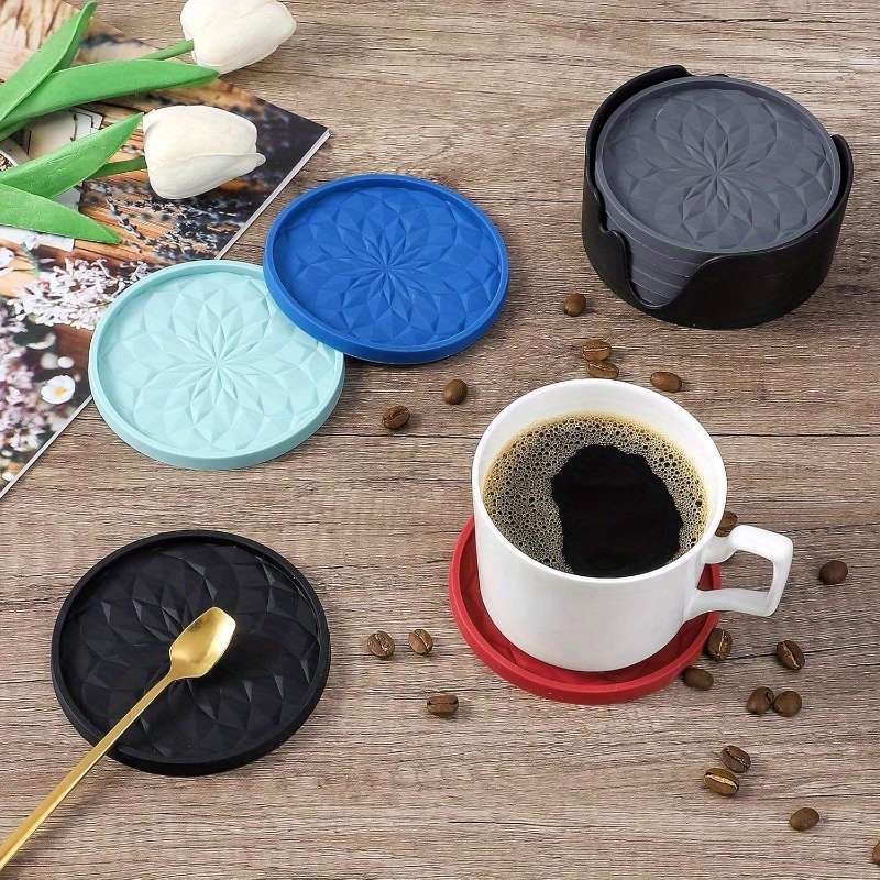 6pcs Silicone Coaster Set with Stand