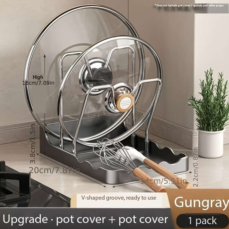 1pc Luxury Kitchen Pot Lid Holder with Drainboard