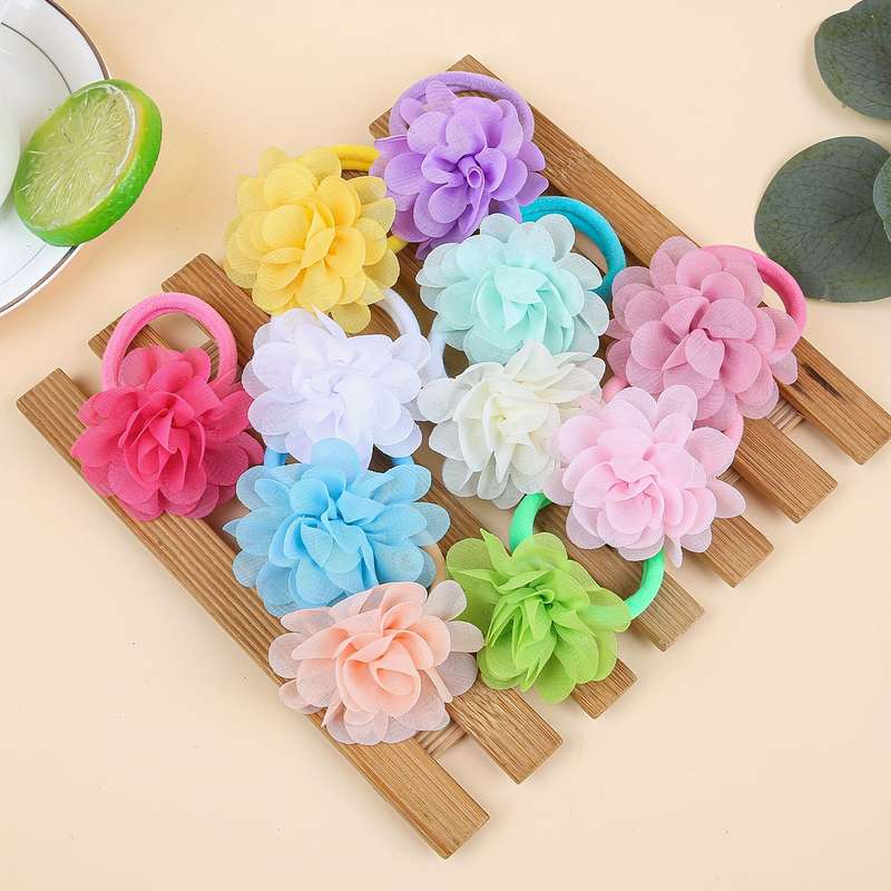 11pcs Chiffon Flower Hair Ties Set