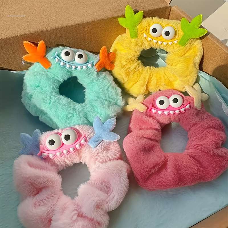 Cute Plush Monster Hair Ties Set