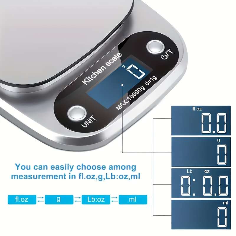 Travel Essential| Stylish 10kg Digital Kitchen Scale with 1g