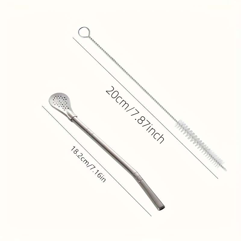 A Set Of Three Stainless Steel Straw Spoon